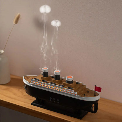 250ml Titanic Ship Model Air Humidifier Essential Oil Diffuser Jellyfish Smoke Ring Spray Aroma Diffuser Night Light for Home